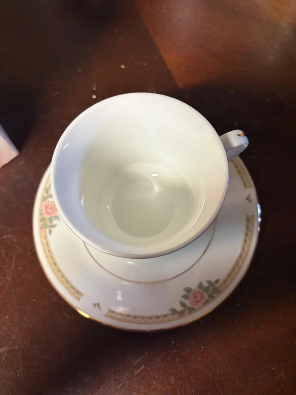 Fine China Pink Rose Cup and Saucer Set - 6pc